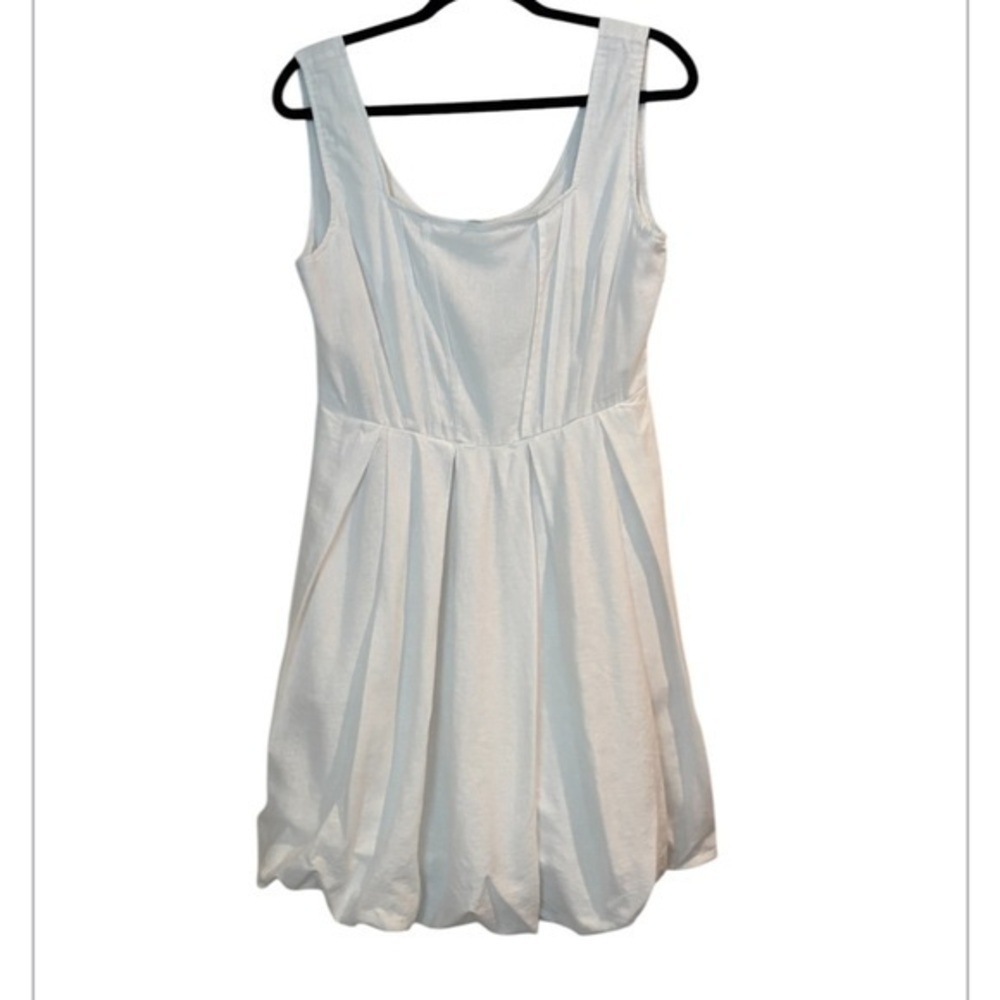 Cynthia Rowley White Linen Blend Minimal Summer boho Cottagecore Dress Size M